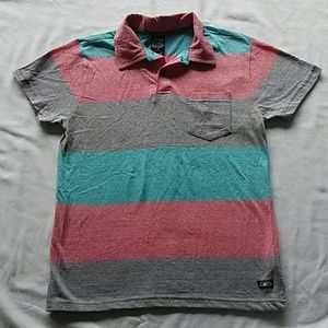 Boy Polo Shirt SIZE 8 Gray/Coral/Aqua